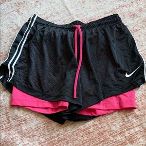 Nike Women's Black and Pink Athletic Shorts